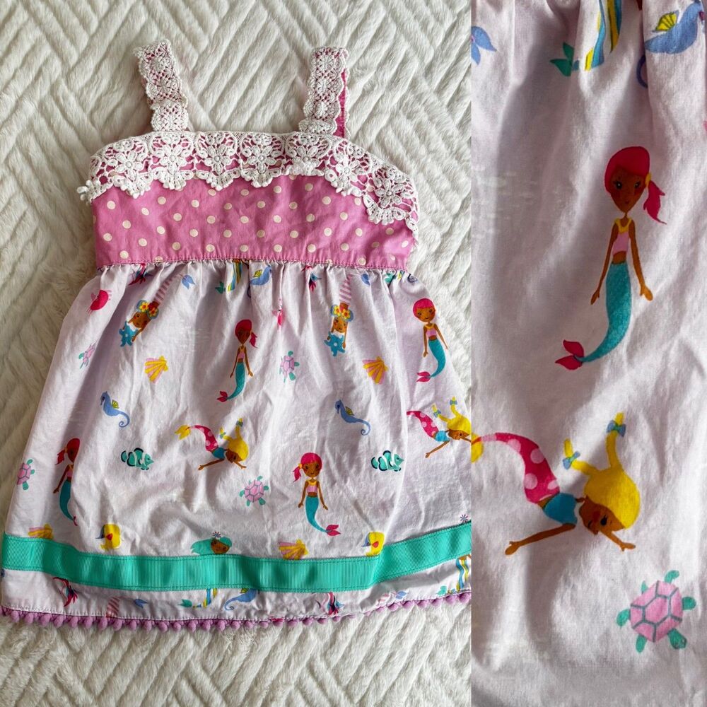 Matilda Jane Pink Polka Dot & Turquoise Trim Mermaid Sundress